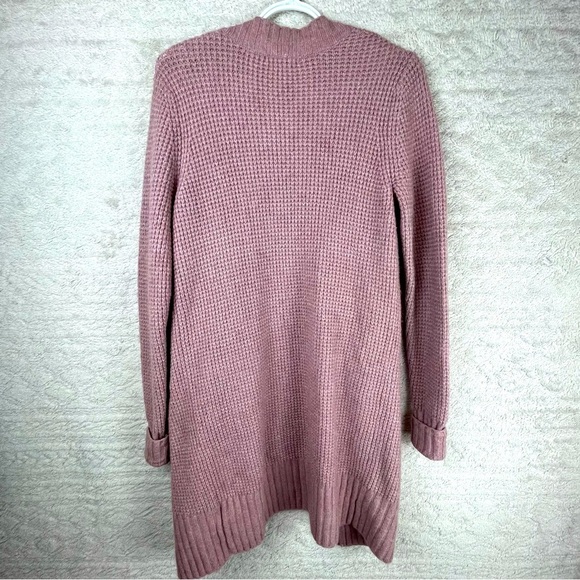 Cozy Long Line Cardigan Duster Medium Dusty Rose Maeve by London Kaye Pockets - Picture 9 of 13